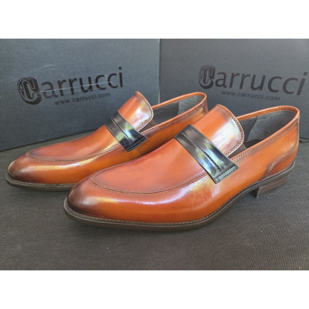 New Carrucci Cognac Color Loafer Shoes - Size 9.5 Eu42.5